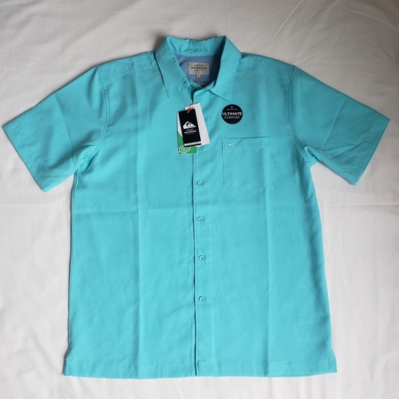 NWT Quiksilver Blue Waterman Collection Button Down Shirt - Picture 2 of 6